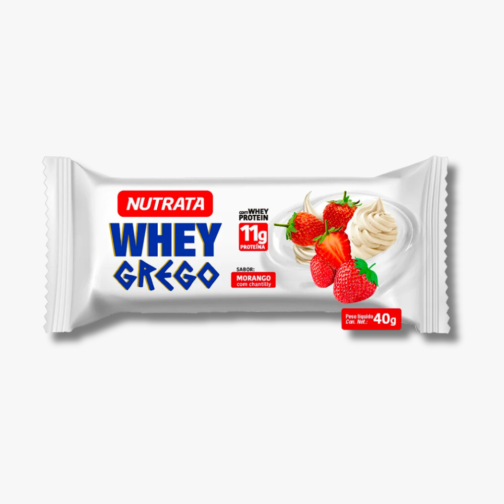 Whey Grego Bar Morango Chantilly Carol Distribuidora