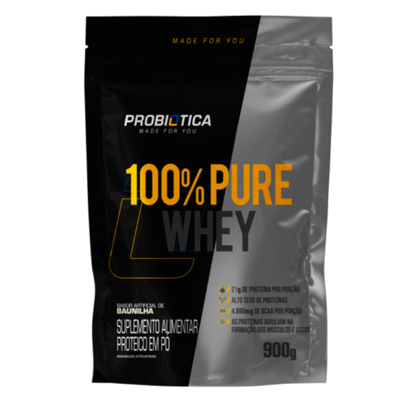 100% Pure Whey Refil 900g - Probiótica Baunilha