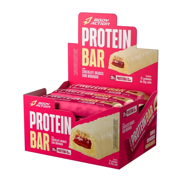 PROTEIN BAR 20G PROTEINA CHOCOLATE BRANCO C/MORANGO