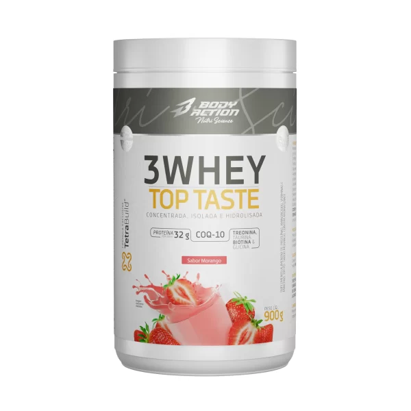 3 WHEY TOP TASTE MORANGO 900G